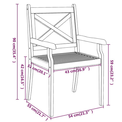 Dining Chair | Set of 3 | Natural Acacia | Solid Acacia wood | Standard