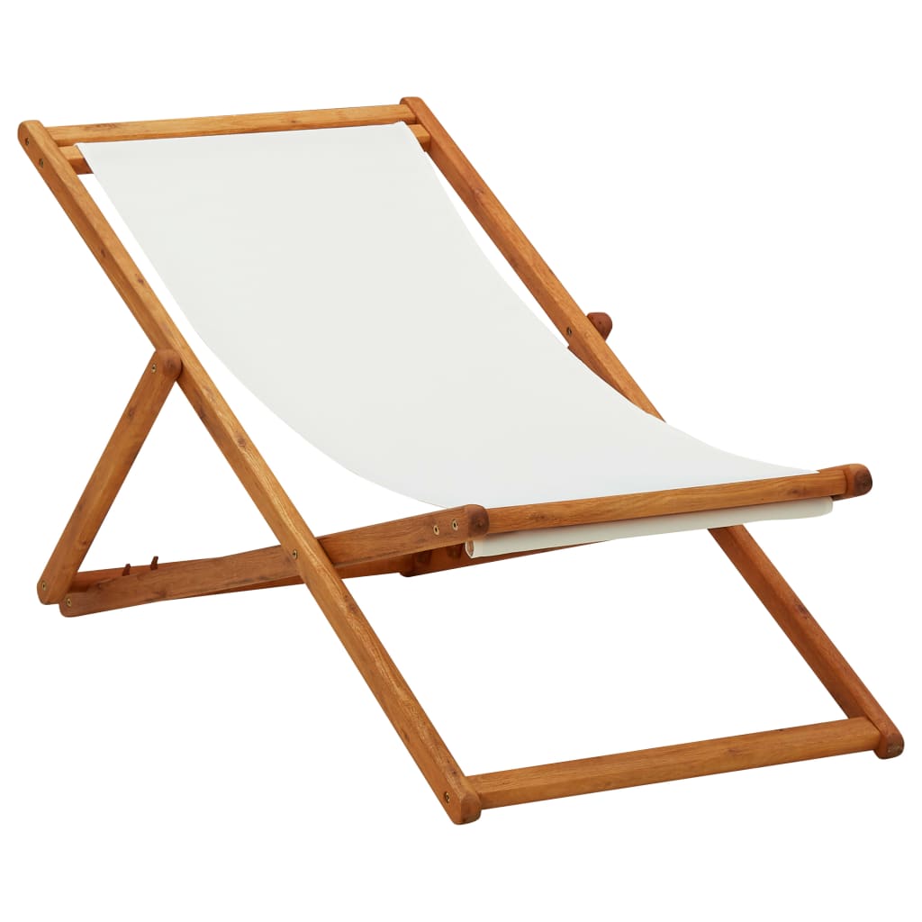 Beach Chair | Cream White | Solid Eucalyptus Wood | Medium | Foldable