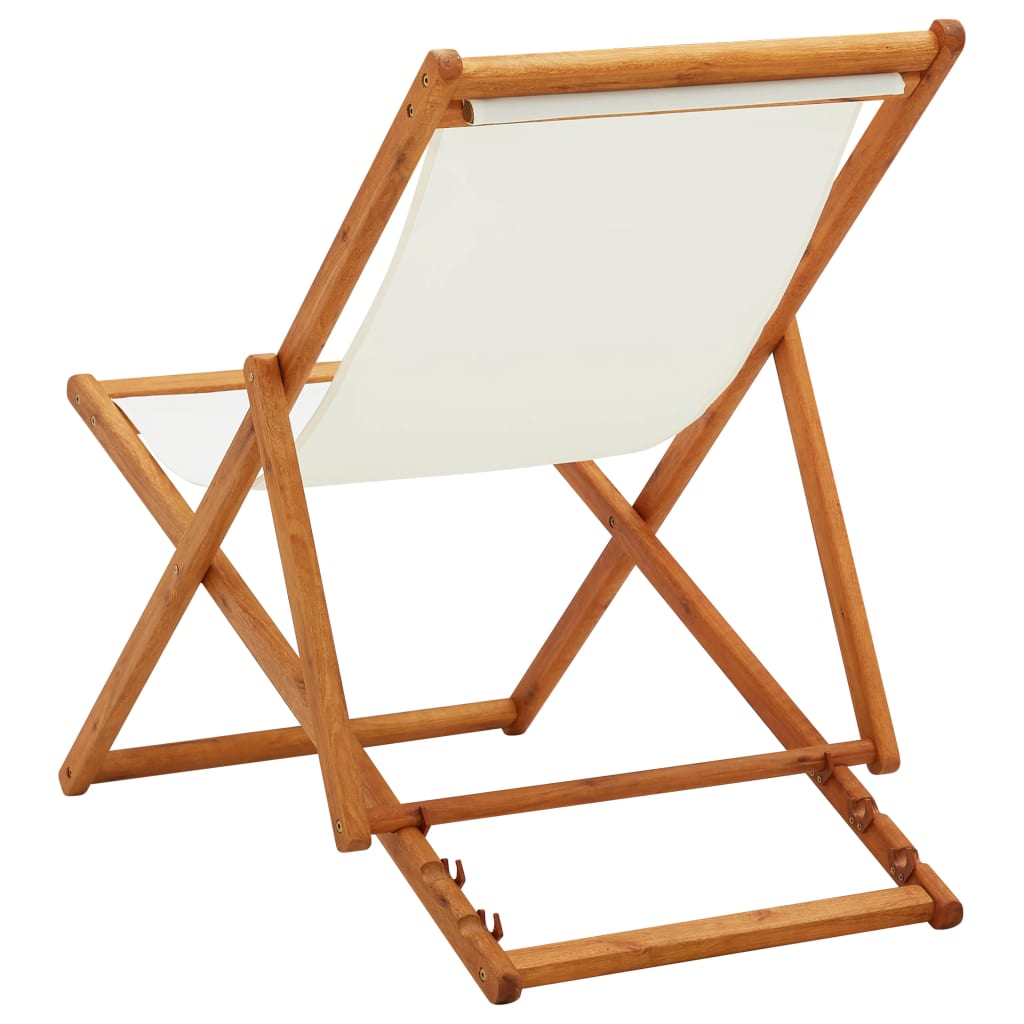 Beach Chair | Cream White | Solid Eucalyptus Wood | Medium | Foldable