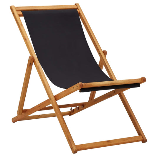 Beach Chair | Black | Solid eucalyptus wood, 100% polyester fabric
