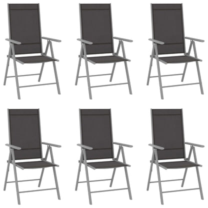 Garden Chair | Set of 6 | Black and silver | Aluminium, Textilene