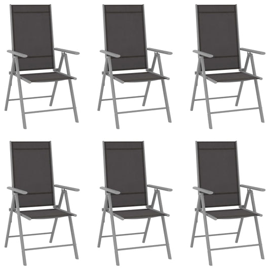 Garden Chair | Set of 6 | Black and silver | Aluminium, Textilene