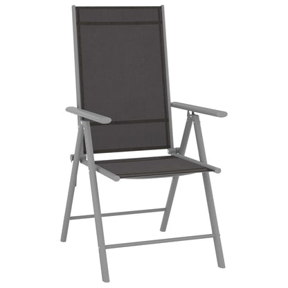 Garden Chair | Set of 6 | Black and silver | Aluminium, Textilene