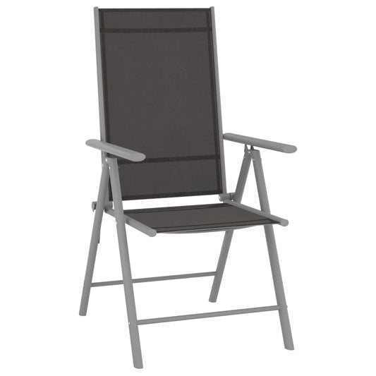 Garden Chair | Set of 6 | Black and silver | Aluminium, Textilene