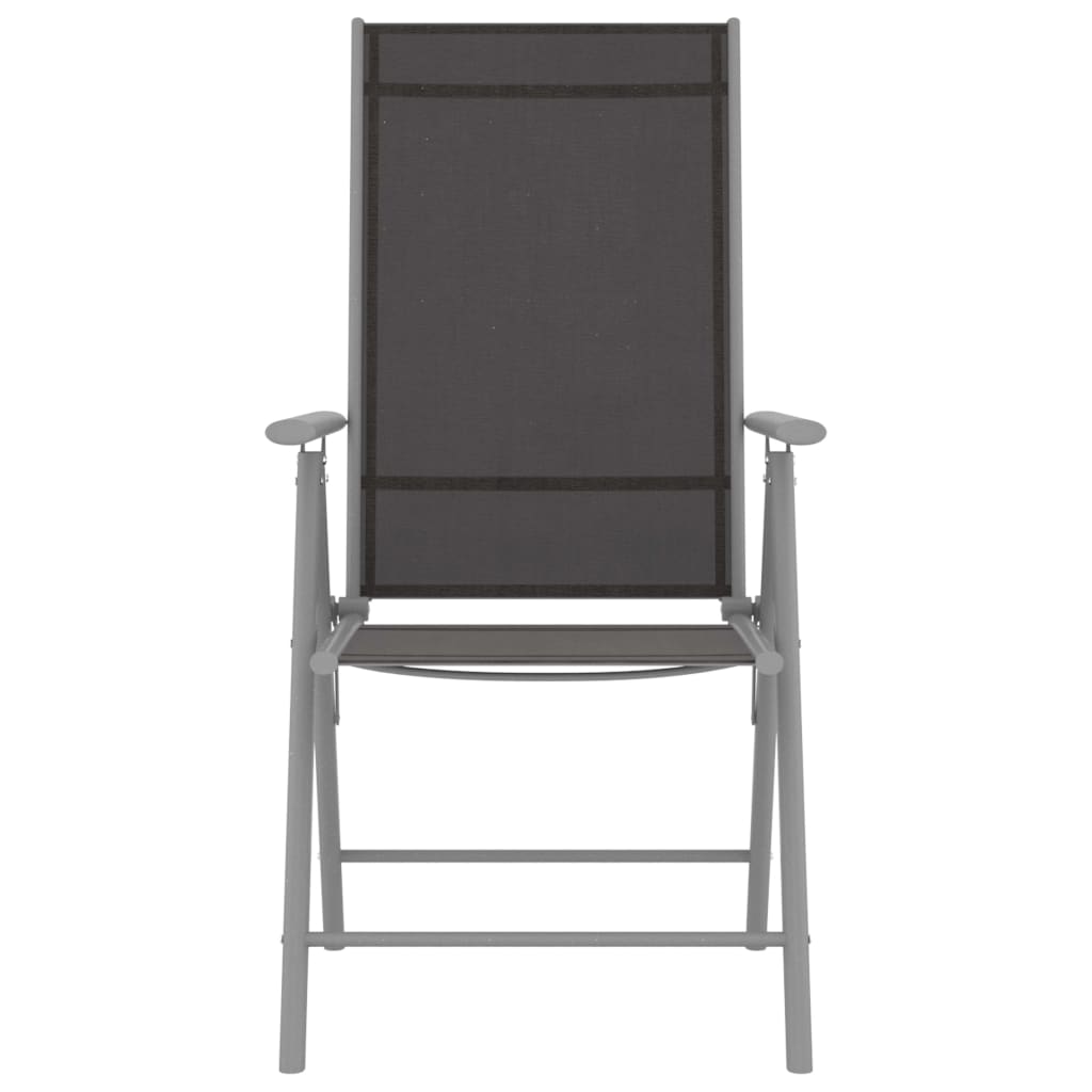 Garden Chair | Set of 6 | Black and silver | Aluminium, Textilene