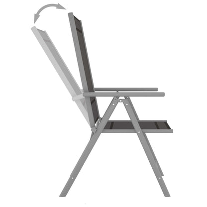 Garden Chair | Set of 6 | Black and silver | Aluminium, Textilene