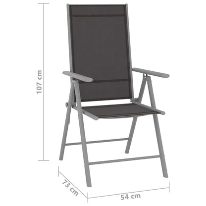 Garden Chair | Set of 6 | Black and silver | Aluminium, Textilene
