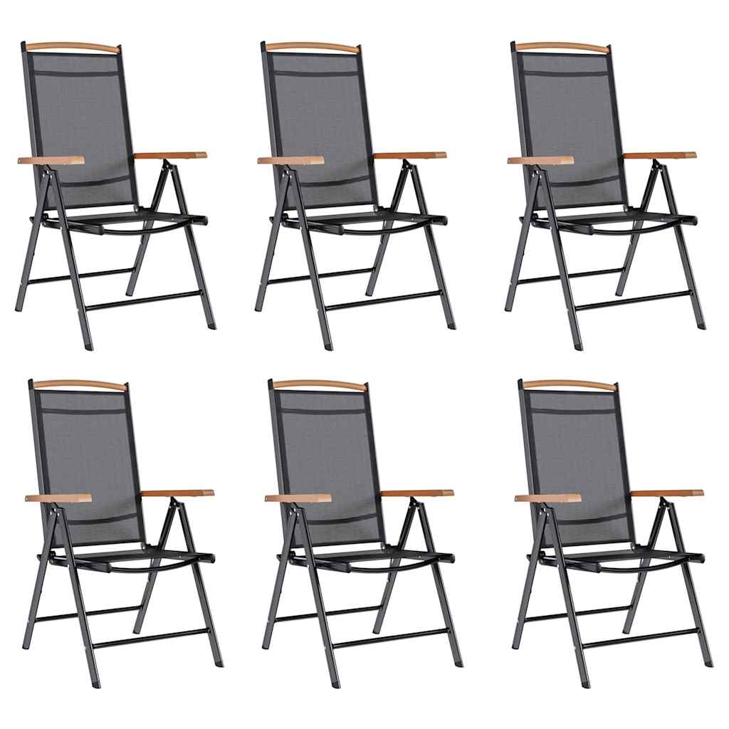 Garden Chair | Set of 6 | Black | Plywood | Standard | Foldable