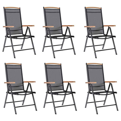 Garden Chair | Set of 6 | Black | Plywood | Standard | Foldable