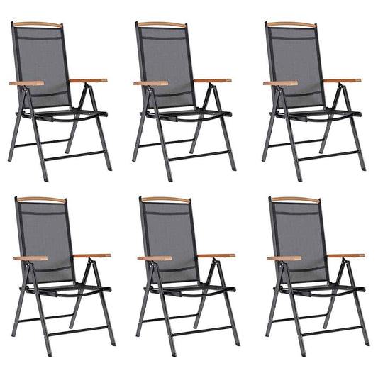 Garden Chair | Set of 6 | Black | Plywood | Standard | Foldable