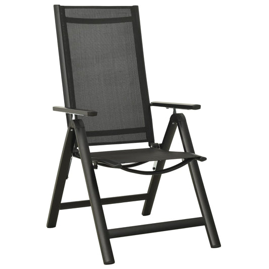 Garden Chair | Set of 2 | Black | Aluminium, Textilene | Standard