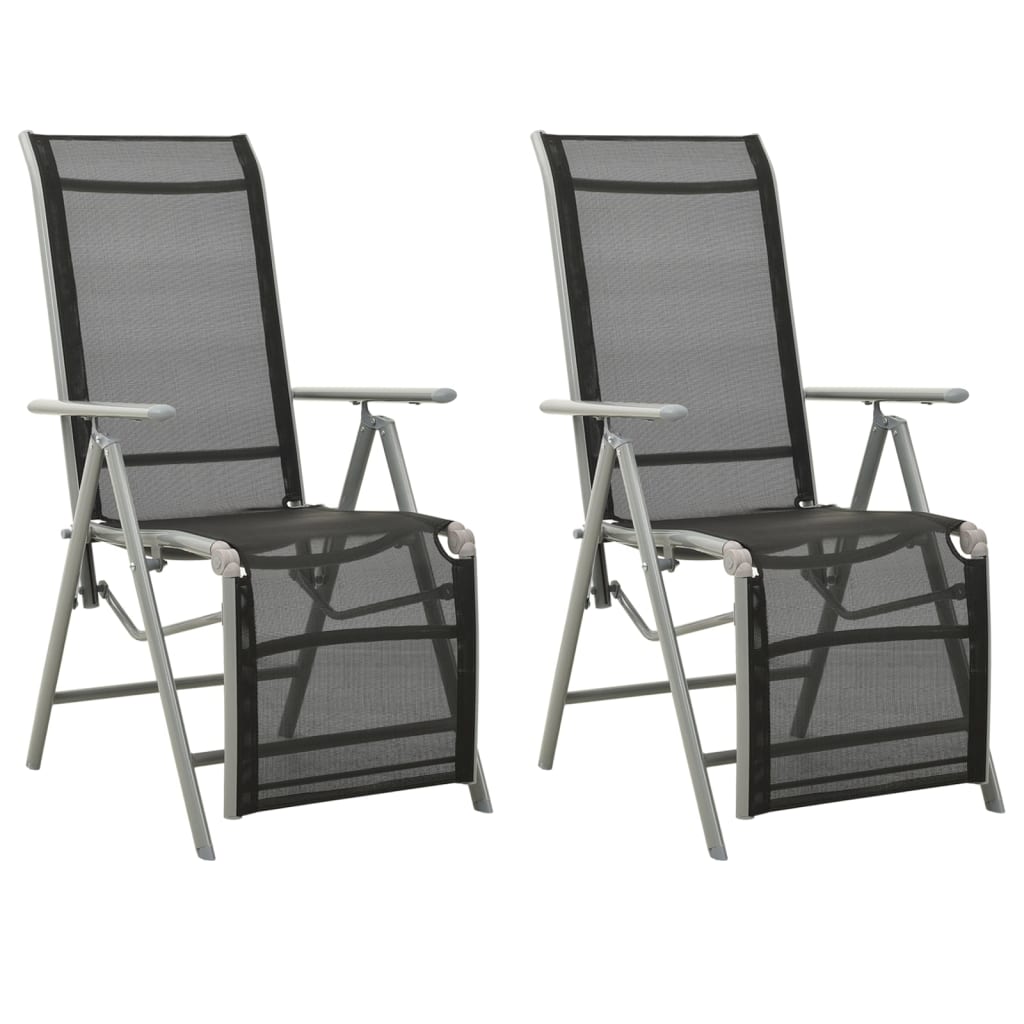 Garden Chair | Set of 2 | Black and Silver | Powder-coated aluminium