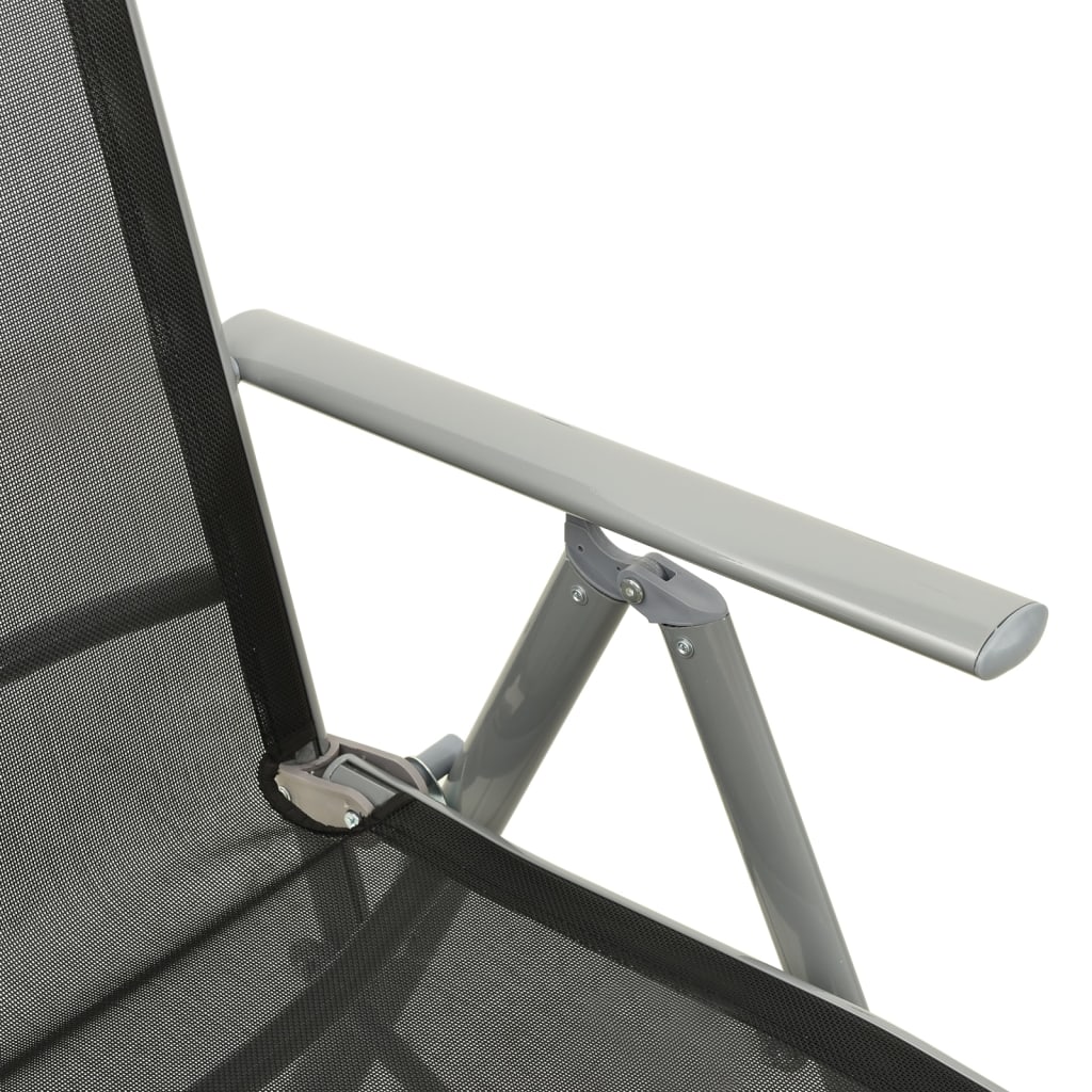 Garden Chair | Set of 2 | Black and Silver | Powder-coated aluminium