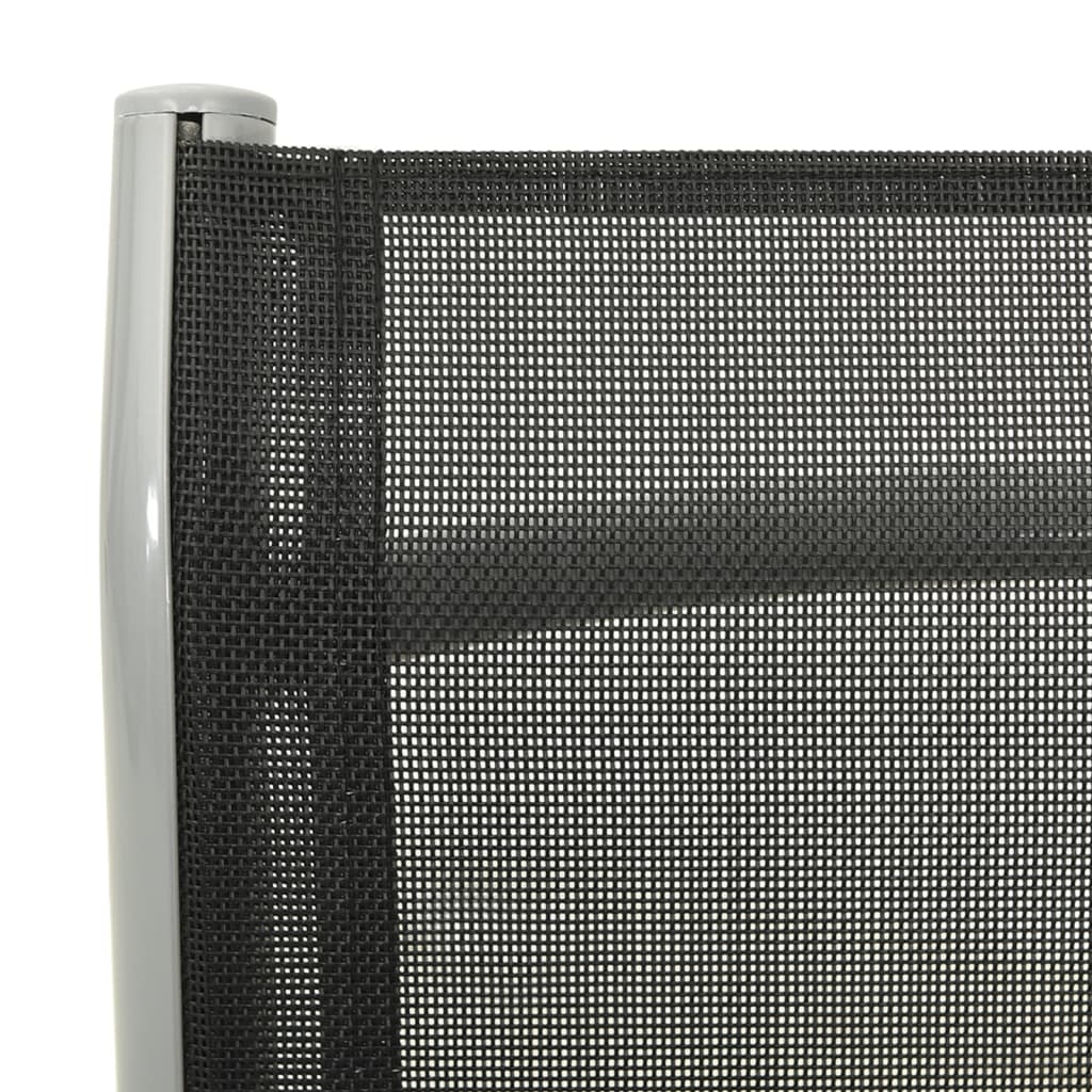 Garden Chair | Set of 2 | Black and Silver | Powder-coated aluminium