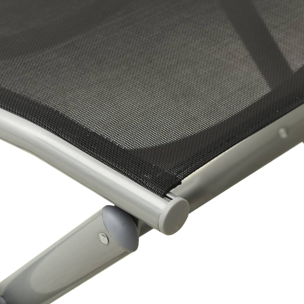 Garden Lounge Set | Black and silver | Aluminium, Textilene | Medium