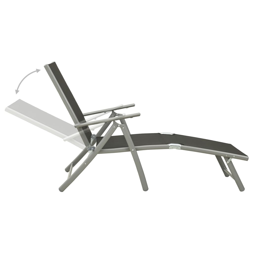 Garden Lounge Set | Black and silver | Aluminium, Textilene | Medium