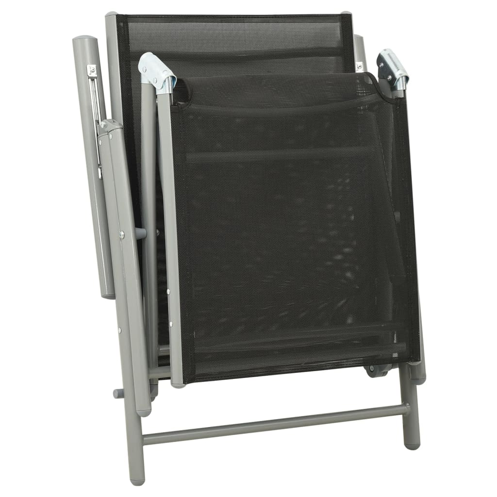 Garden Lounge Set | Black and silver | Aluminium, Textilene | Medium