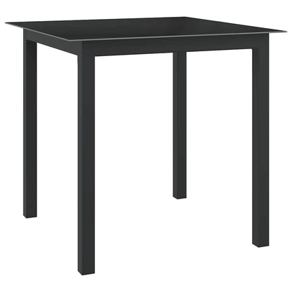 312200 vidaXL Garden Table Black 80x80x74 cm Aluminium and Glass