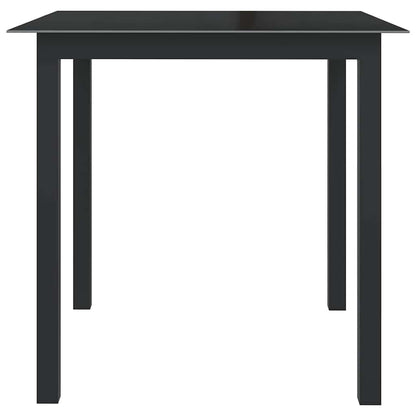 312200 vidaXL Garden Table Black 80x80x74 cm Aluminium and Glass