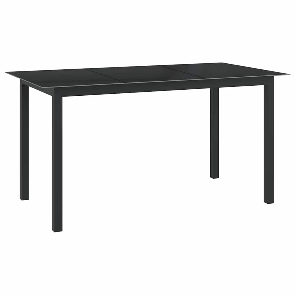 312201 vidaXL Garden Table Black 150x90x74 cm Aluminium and Glass