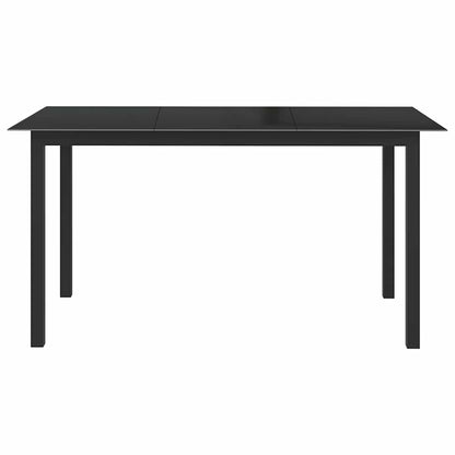 312201 vidaXL Garden Table Black 150x90x74 cm Aluminium and Glass