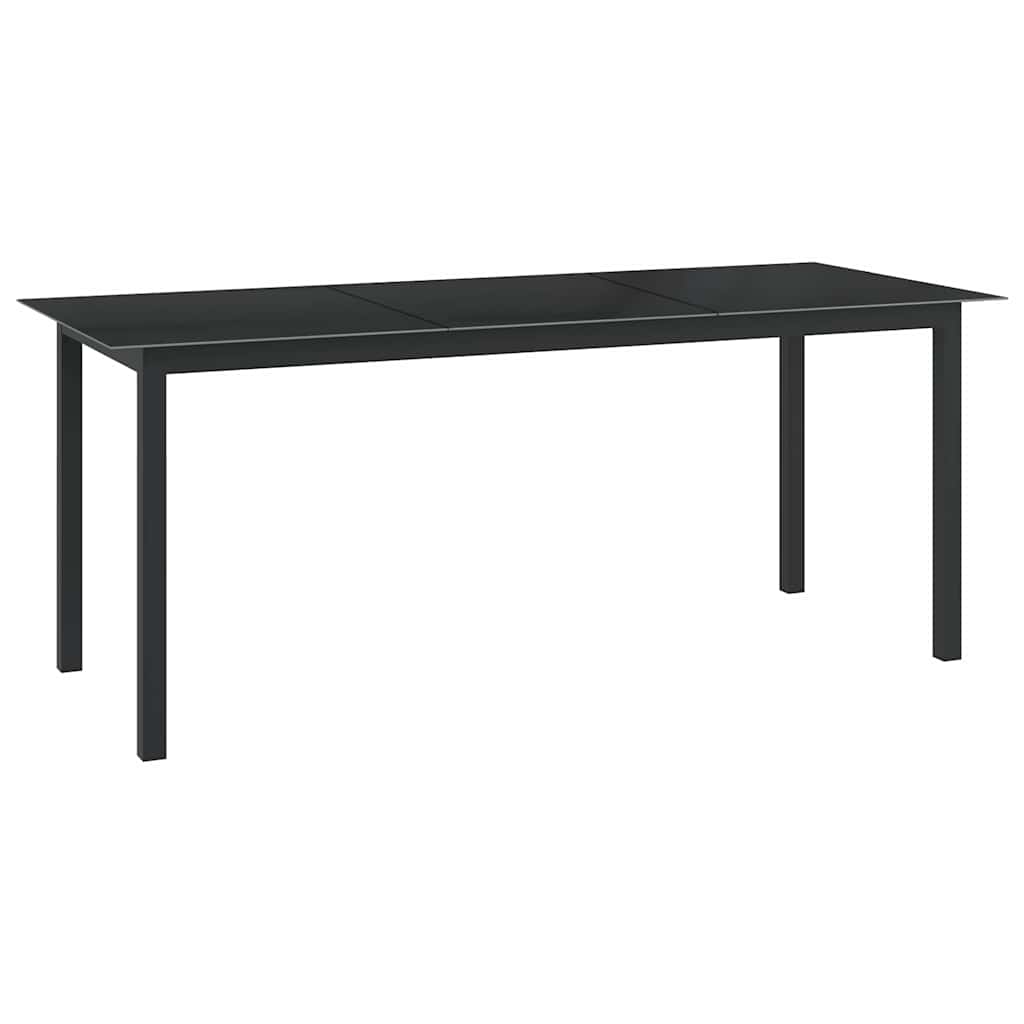 312202 vidaXL Garden Table Black 190x90x74 cm Aluminium and Glass