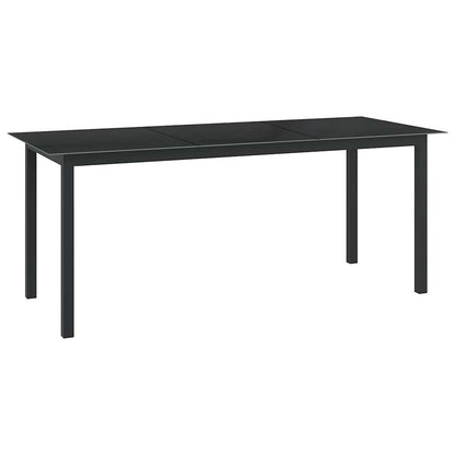 312202 vidaXL Garden Table Black 190x90x74 cm Aluminium and Glass