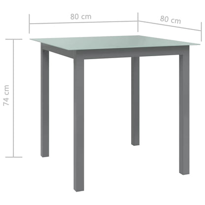 312203 vidaXL Garden Table Light Grey 80x80x74 cm Aluminium and Glass