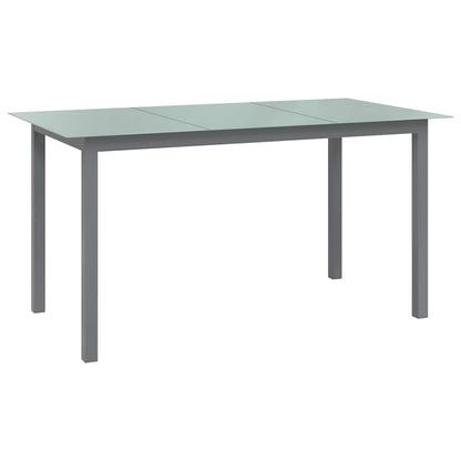312204 vidaXL Garden Table Light Grey 150x90x74 cm Aluminium and Glass