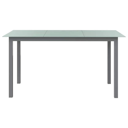 Garden Table Light Grey 150x90x74 cm Aluminium and Glass