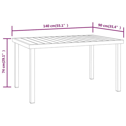 Garden Table Black 140x90x74 cm Aluminium and WPC