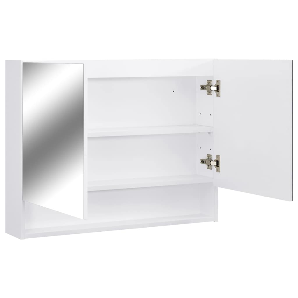 323604 vidaXL LED Bathroom Mirror Cabinet White 80x15x60 cm MDF