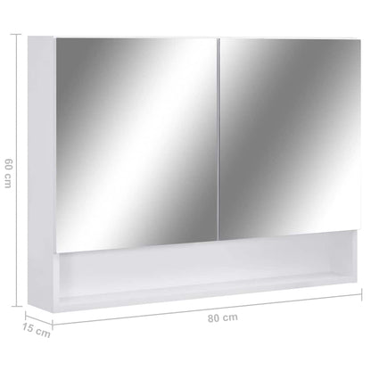 323604 vidaXL LED Bathroom Mirror Cabinet White 80x15x60 cm MDF