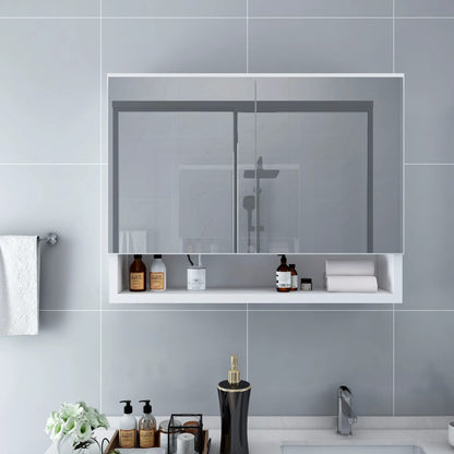 323604 vidaXL LED Bathroom Mirror Cabinet White 80x15x60 cm MDF