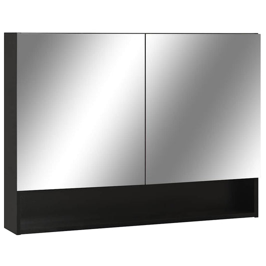 323605 vidaXL LED Bathroom Mirror Cabinet Black 80x15x60 cm MDF