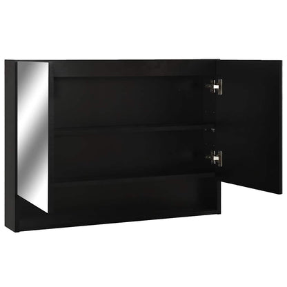 323605 vidaXL LED Bathroom Mirror Cabinet Black 80x15x60 cm MDF