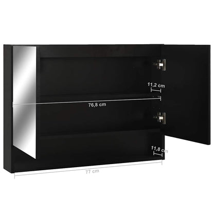 323605 vidaXL LED Bathroom Mirror Cabinet Black 80x15x60 cm MDF