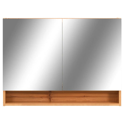 323606 vidaXL LED Bathroom Mirror Cabinet Oak 80x15x60 cm MDF
