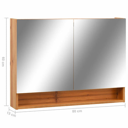 323606 vidaXL LED Bathroom Mirror Cabinet Oak 80x15x60 cm MDF