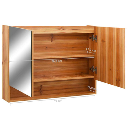 323606 vidaXL LED Bathroom Mirror Cabinet Oak 80x15x60 cm MDF