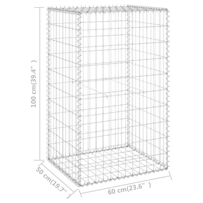 Gabion Wall with Covers Galvanised Steel 60x50x100 cm
