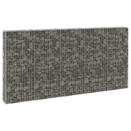 147822 vidaXL Gabion Wall with Covers Galvanised Steel 300x30x150 cm