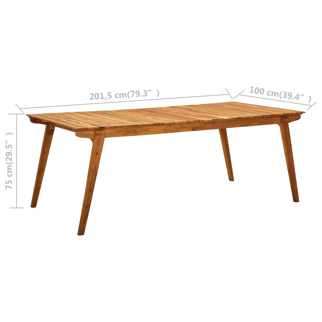 Garden Table 201.5x100x75 cm Solid Acacia Wood