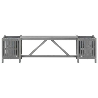Garden Bench with 2 Planters 150cm Solid Acacia Wood Grey
