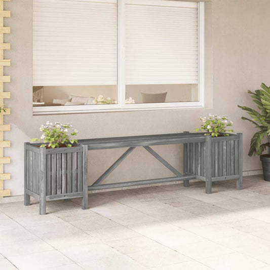 Garden Bench | Grey | Solid acacia wood | 150 cm | Planters