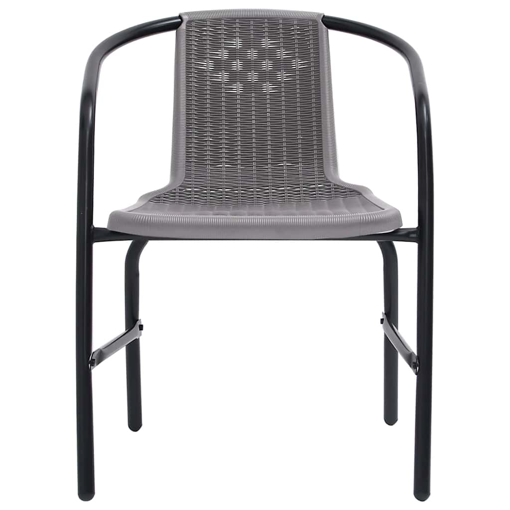 Garden Chair | Set of 2 | Black | Plastic Rattan, Steel | Standard