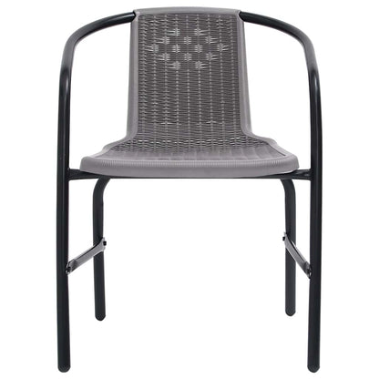 Garden Chair | Set of 2 | Black | Plastic Rattan, Steel | Standard
