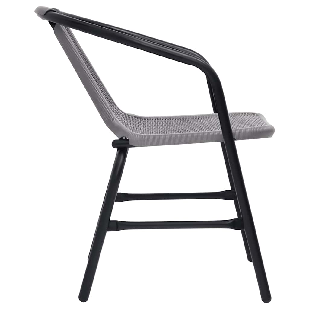 Garden Chair | Set of 2 | Black | Plastic Rattan, Steel | Standard