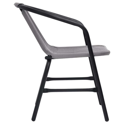 Garden Chair | Set of 2 | Black | Plastic Rattan, Steel | Standard