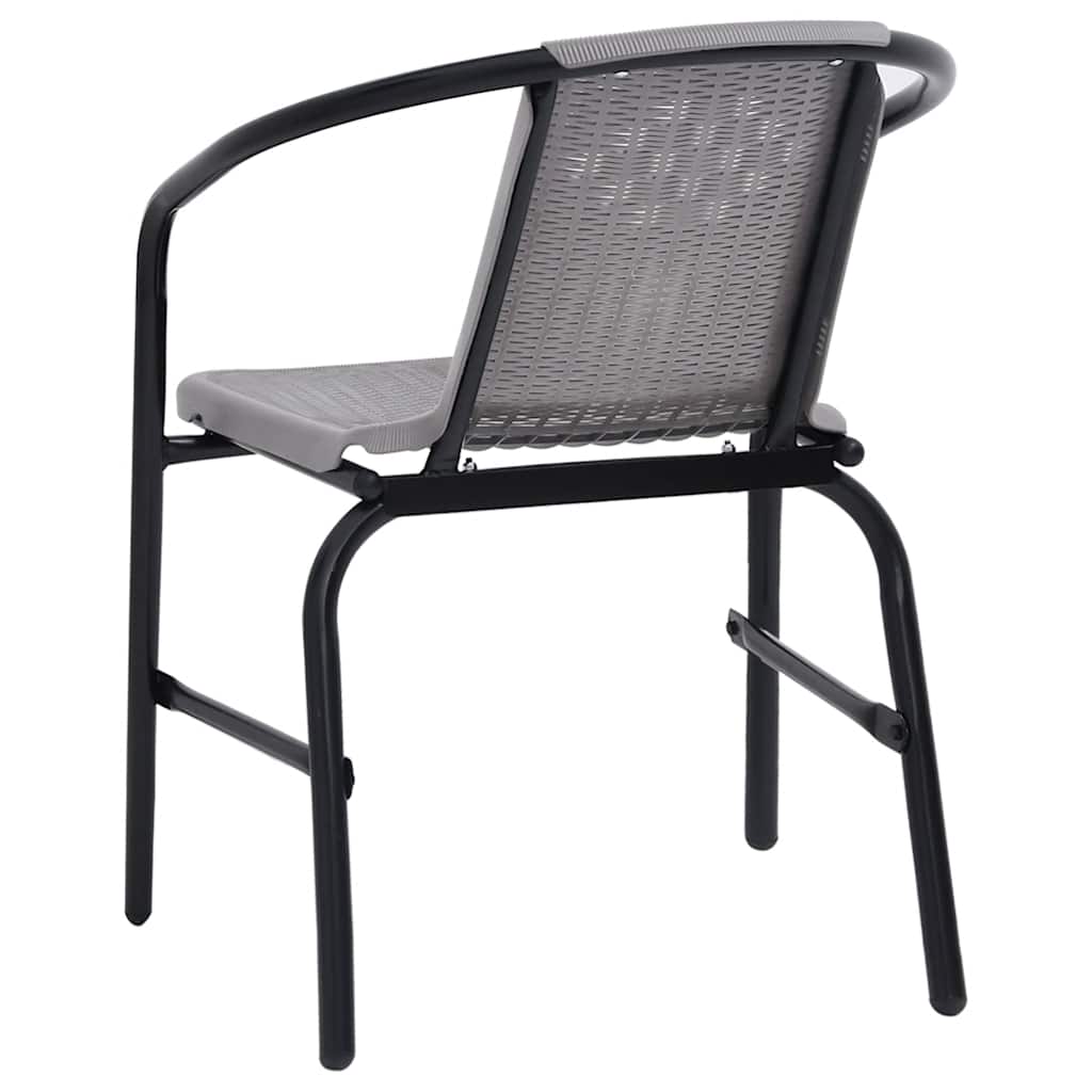Garden Chair | Set of 2 | Black | Plastic Rattan, Steel | Standard